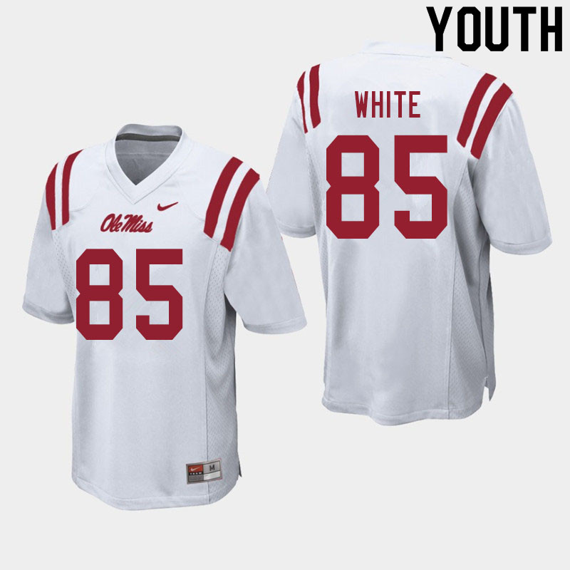 Jack White Ole Miss Rebels NCAA Youth White #85 Stitched Limited College Football Jersey OAE4658MA